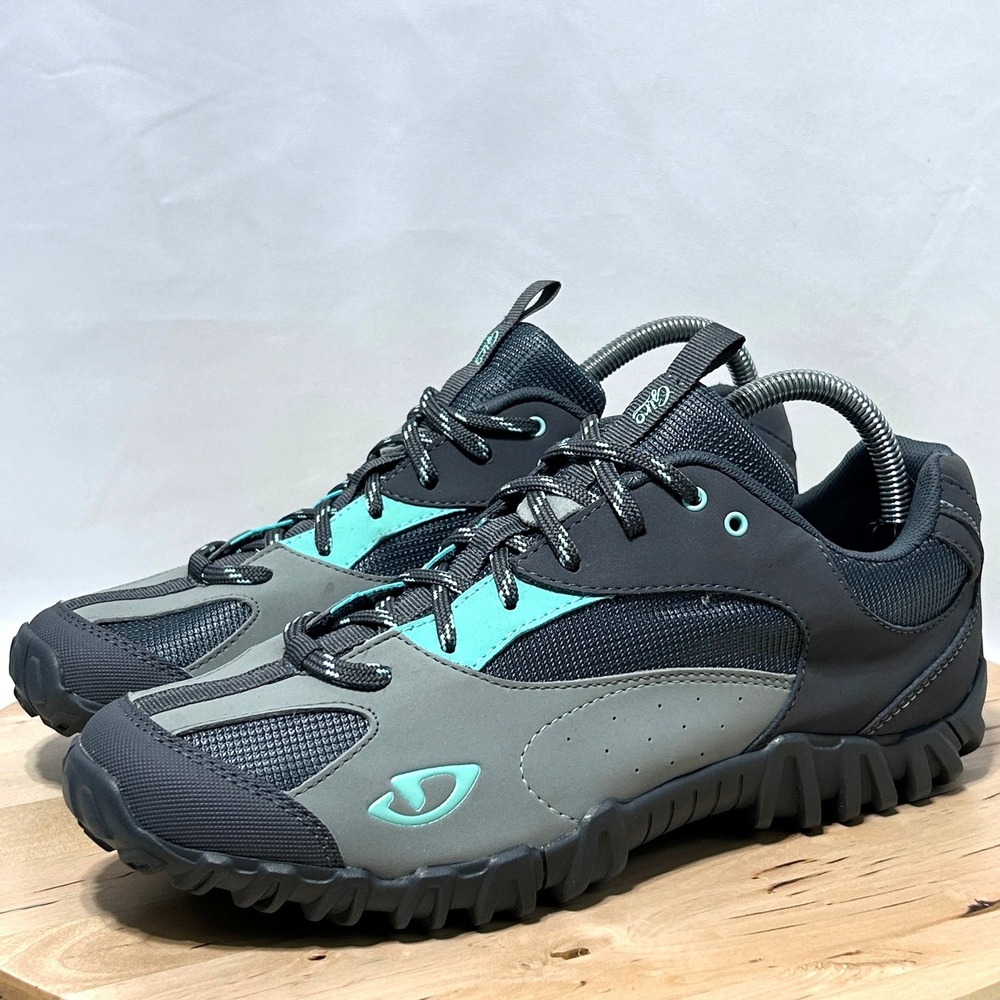 Giro Petra MTB Mountain Bike Womens Gray Teal Cycling Shoes - Size 9.75 & 42 EUR - Picture 4 of 12